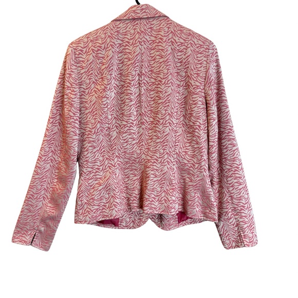 R.Q.T Women’s Pink Zebra Print Blazer Jacket V Neck Three Button Front Size 10 - Picture 4 of 10